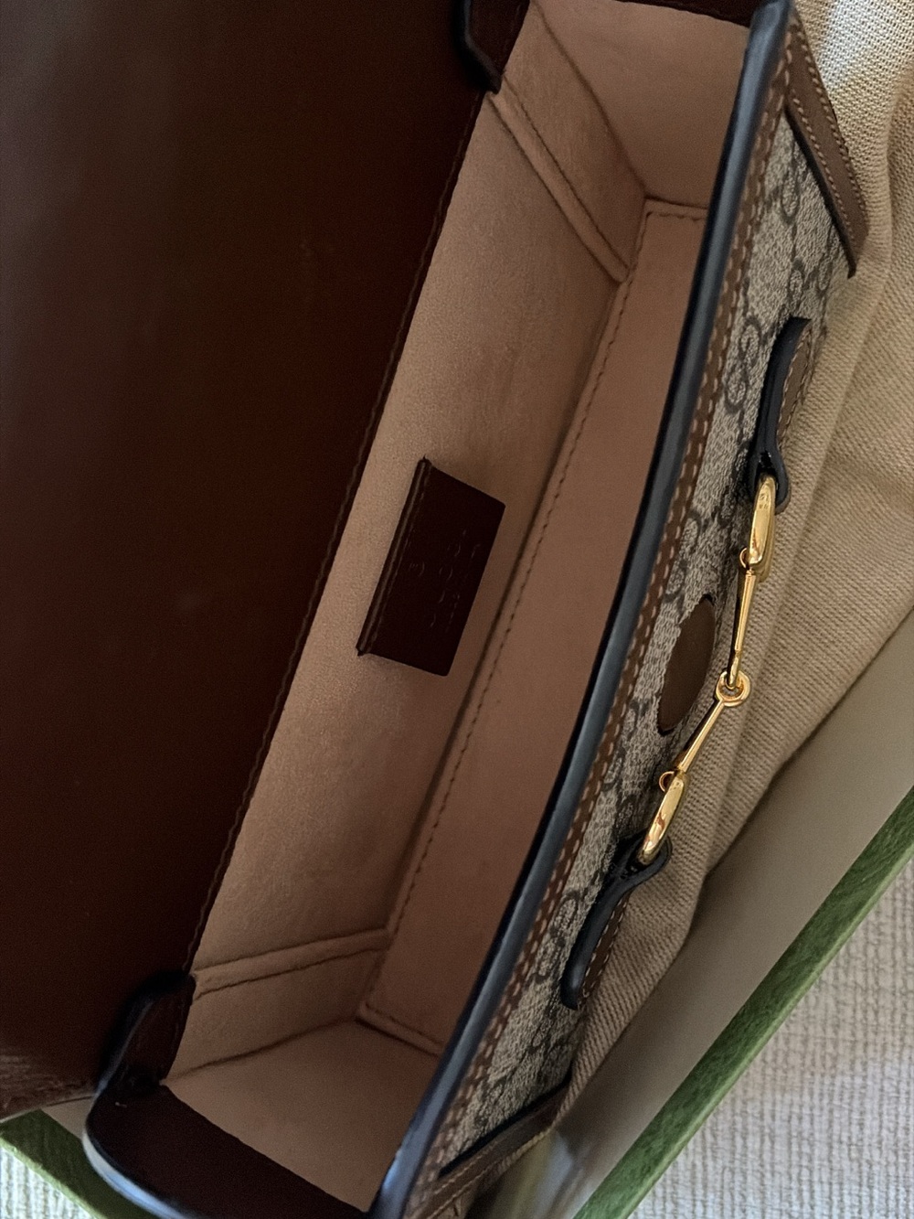 Gucci Beige GG Canvas Crossbody with Brown Leather Trim - Picture 3 of 9